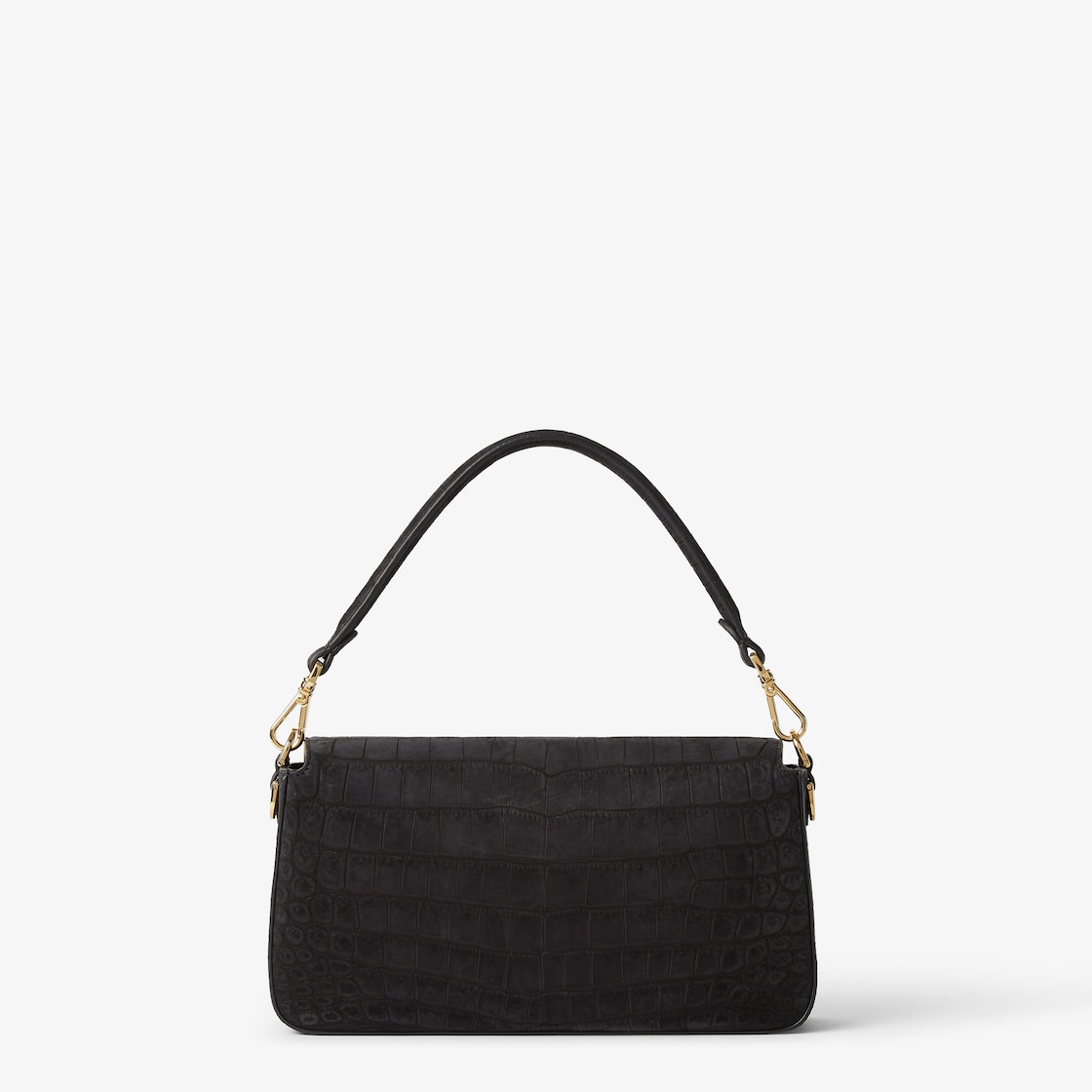 FENDI Baguette Black nubuck crocodile leather bag - Image 6